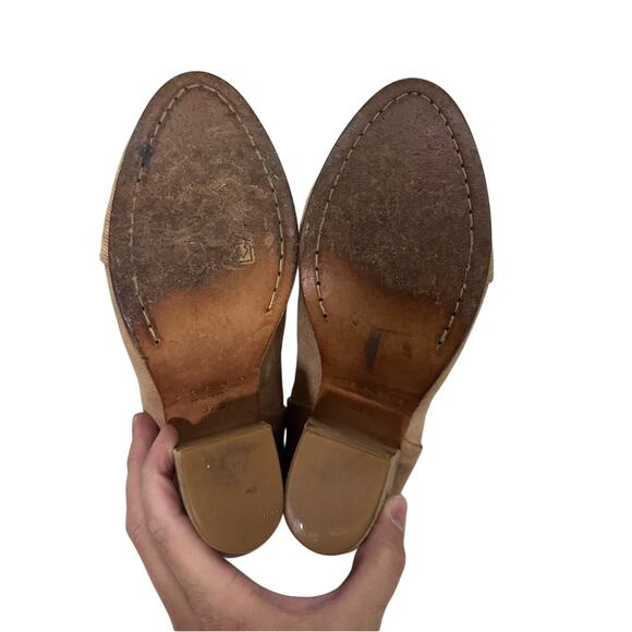 Rag & Bone Newbury Beige Canvas Ankle Boots Women’s 7.5 Chunky Heel Zip Booties - Picture 8 of 8